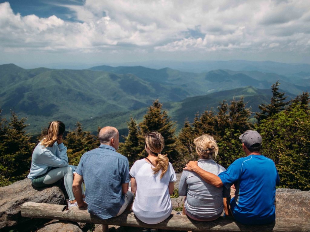 multi generational family overlooking bluff